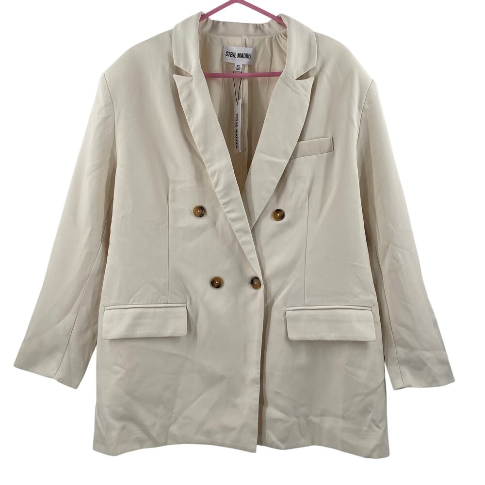 STEVE MADDEN Blazer Extra Large NWT Double Breasted Pristine Ivory Classic Work